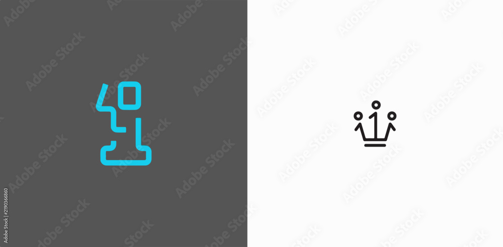 Fototapeta premium Minimalist 404 error and crown royalty icon set