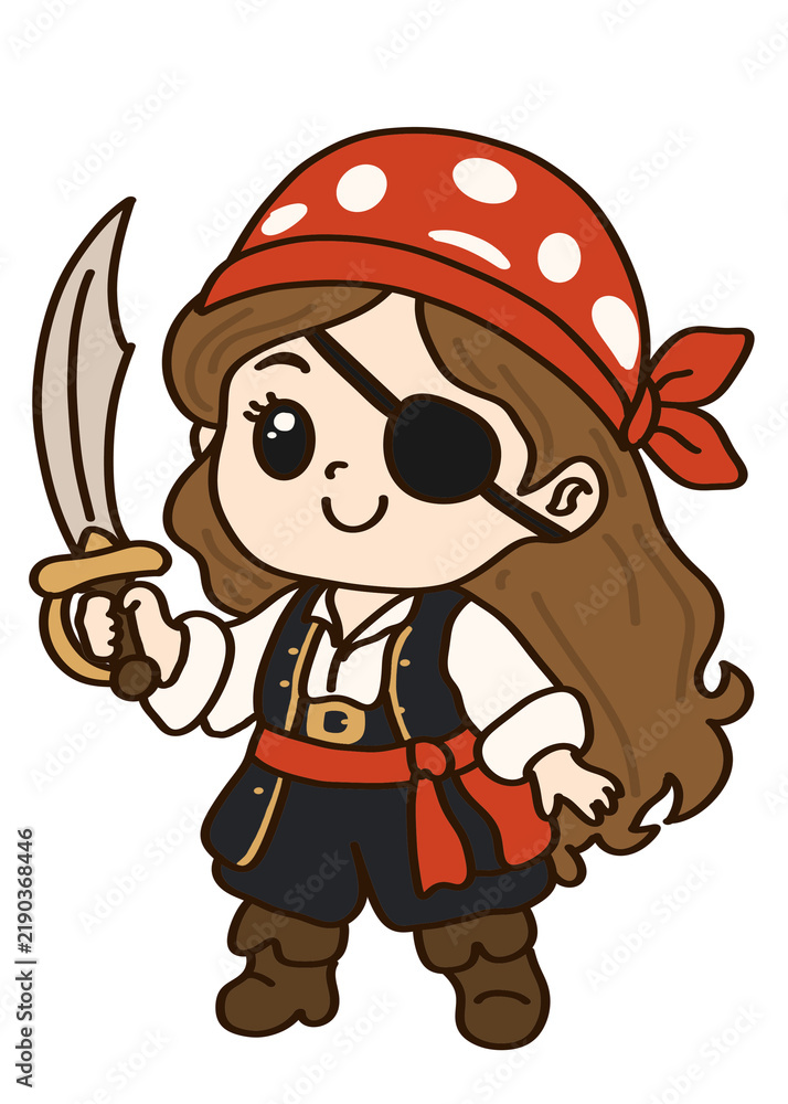 Fototapeta premium cartoon pirate girl