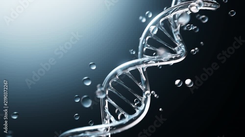 DNA Double Helix Rotating with Water Droplets — Biotech Science Animation