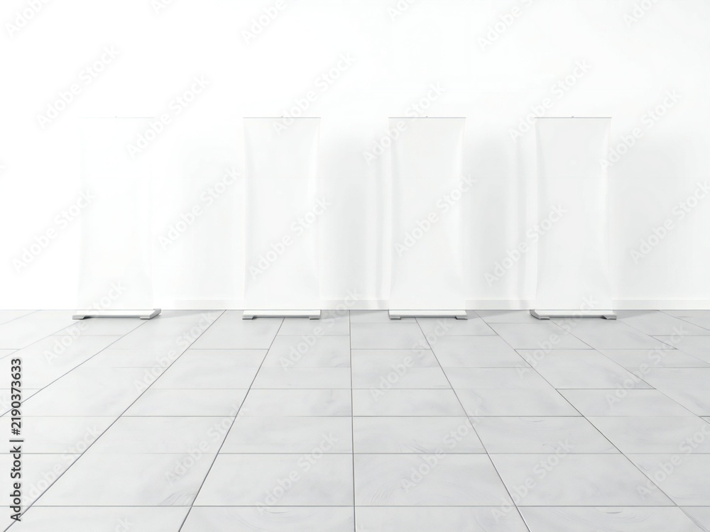 Fototapeta premium Minimalist room with white panels