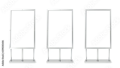 Three empty display boards