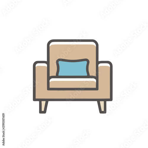 Obraz na płótnie Armchair with blue pillow icon
