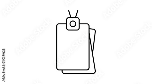 Blank ID Badge with Lanyard Icon - Simple Line Art