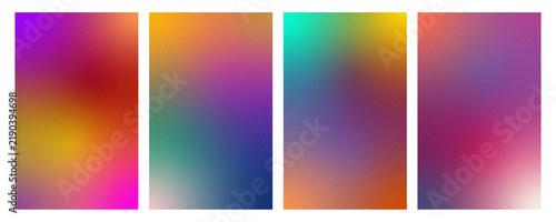 Konstfotografi Set of modern grainy freeform gradient abstract background templates with vibrant colorful blurred noise texture for cover poster and banner design