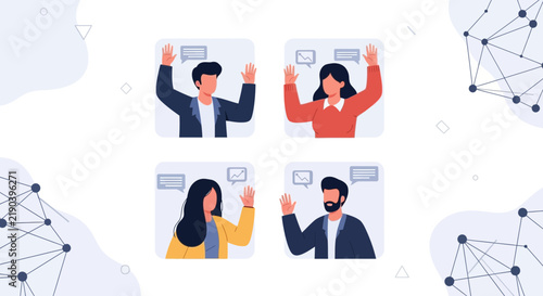 Diverse people communicating and collaborating online through video calls and digital platforms