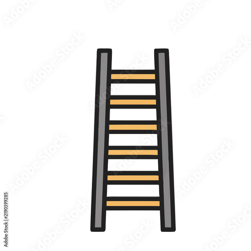 Obraz na płótnie Simple ladder icon with gray sides and yellow rungs