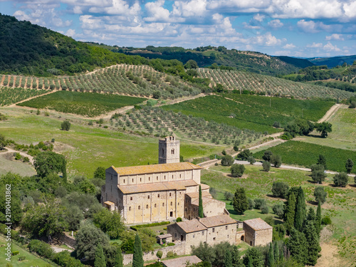 Canvastavla Abbazia Sant Antimo, toscana, senese, panorama