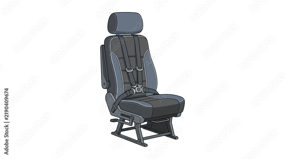 Obraz premium Automotive Seat with Integrated Harness, Isolated on Transparent Background - Safety Seating