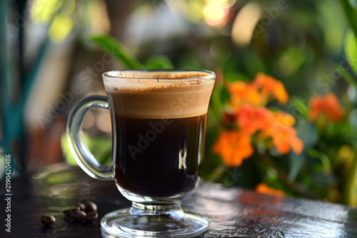 cuban coffee in a clear glass mug