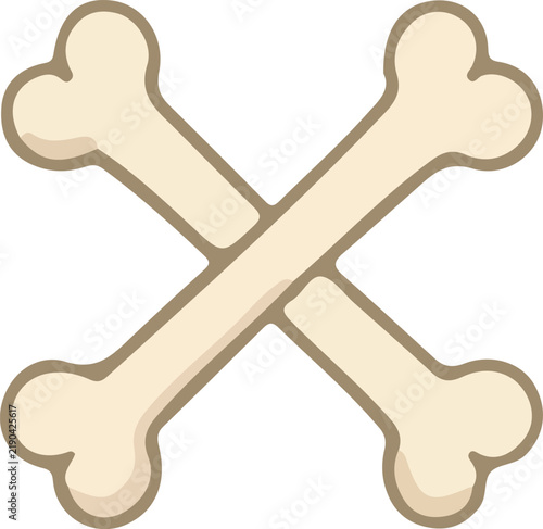 Crossed bones illustration features a flat cartoon style with a white background