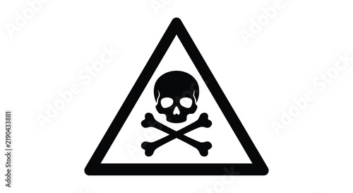 Bild auf Leinwand Skull and crossbones warning sign a black silhouette on white