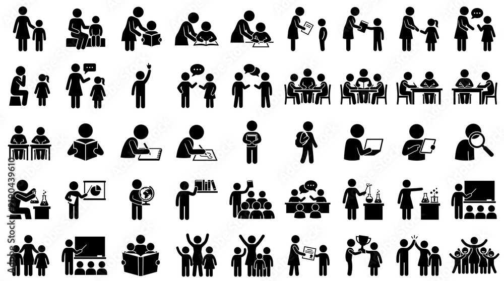 Obraz premium World Teachers Day Icons and Silhouettes Celebrating Education and Learning October 5th Silhouette