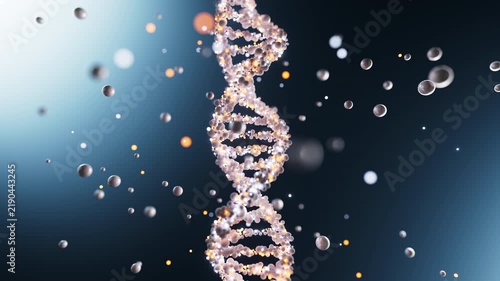 DNA Double Helix Rotating in Dark Blue Digital Void