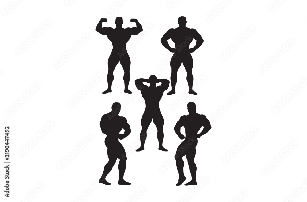 Obraz premium Male bodybuilder silhouettes on a white background