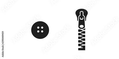 Konstfotografi Garment closure icons showing round button and metal zipper detail