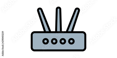 Foto Wireless network router blue flat icon for internet and digital connectivity