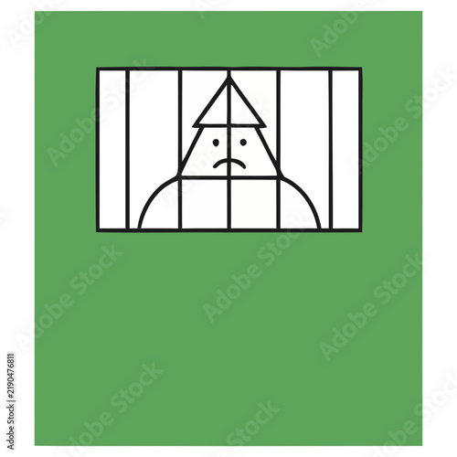 Sad figure behind bars