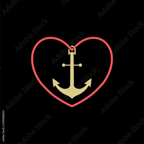 Foto Love anchor sign icon isolated on black background