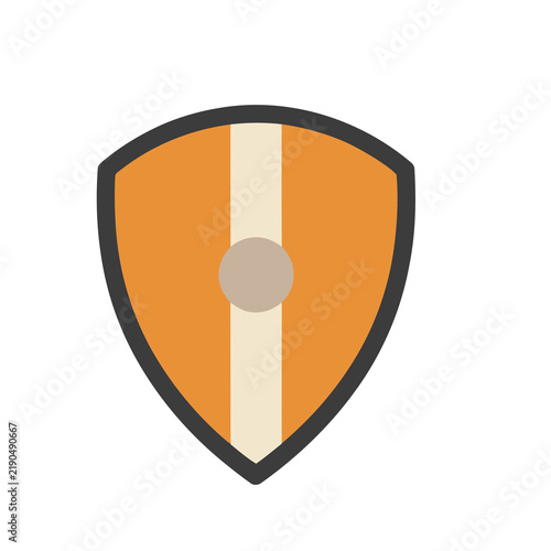 Canvastavla Orange shield with cream stripe and grey circle