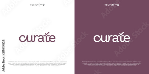 Bild auf Leinwand Elegant and modern typography of the word curate for art branding
