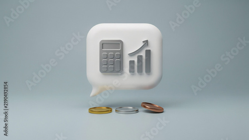 3d financial calculation and growth chart icon with coins