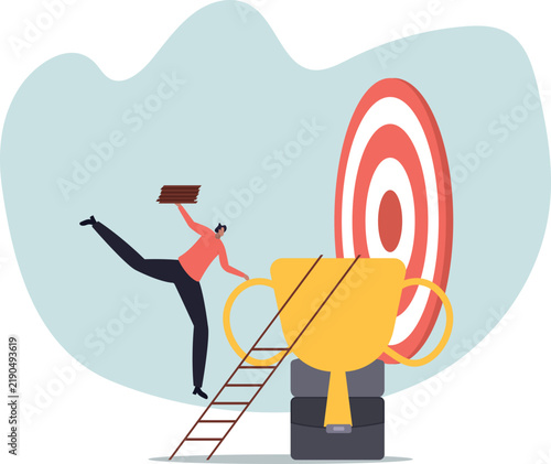 Building a ladder to leadership and success, the concept of a businessman's path.life and employment of people.flat design.