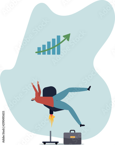 a sharp rise upward. The concept of success in work and career.life and employment of people.flat design.