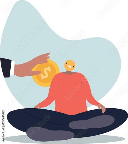 Bonus or salary for an employee who is burned out at work,life and employment of people.flat design.