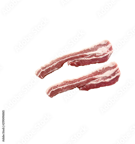Quadro su tela Raw pork belly strips, boneless skinless meat with fat, protein and calories for cooking kitchen