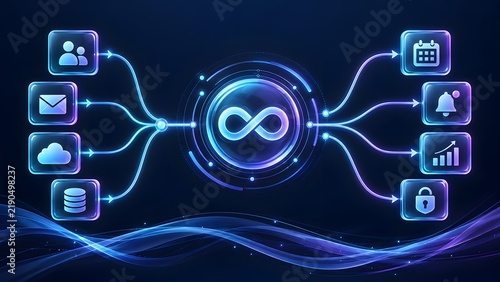 Unified communication network displaying infinite digital connectivity and secure cloud data flow