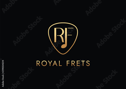 Luxury Letter RF Guitar Pick Music Logo Design for Recording Studio, Guitar Brand, and Audio Label
