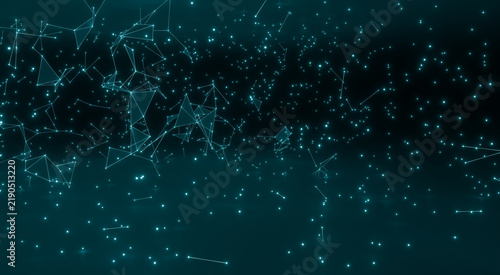 Abstract technology network particle connection data digital blue glowing point form futuristic background with line and node pattern