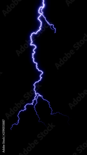 Фотография Dynamic blue lightning bolt striking a dark, dramatic background