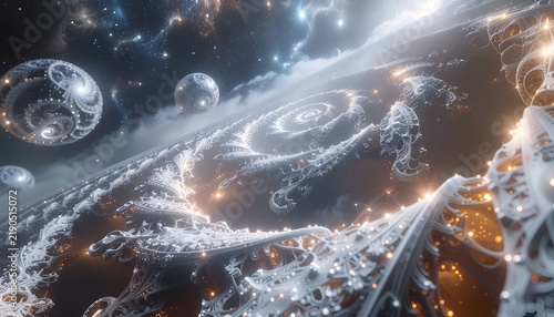 An expansive view of a cosmic landscape featuring swirling galaxies luminous stars and vast regions of space inspiring wonder and curiosity about the universe s grandeur