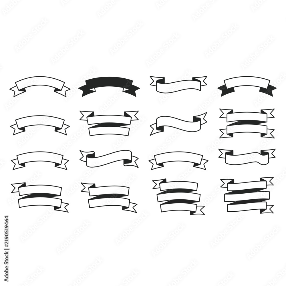 Fototapeta premium Black and white line art collection of various birds in flight.