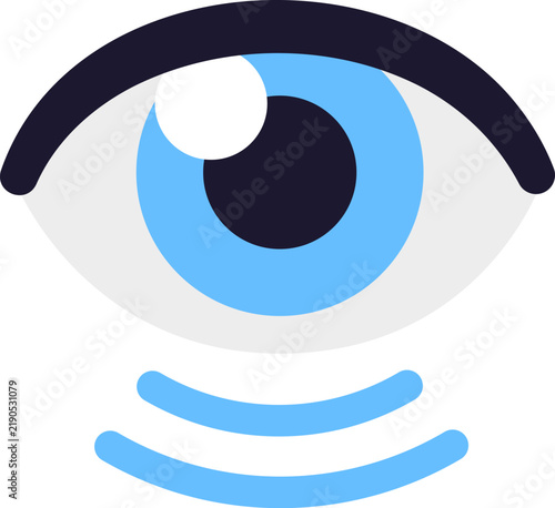 Eye and vision icon with seeing lines. Simple, minimal flat cartoon vector illustration.