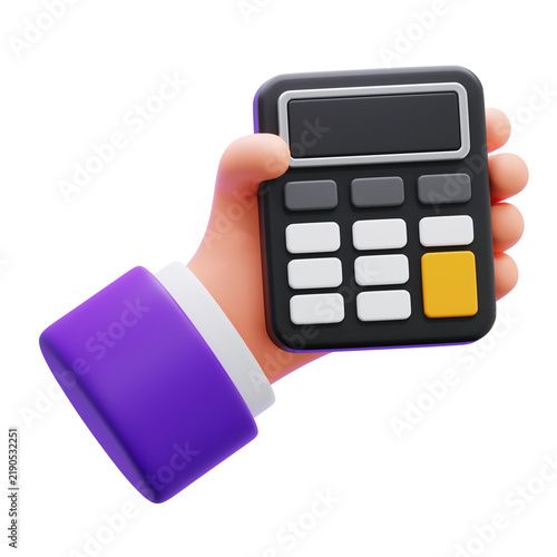 hand holding calculator 3d icon illustration