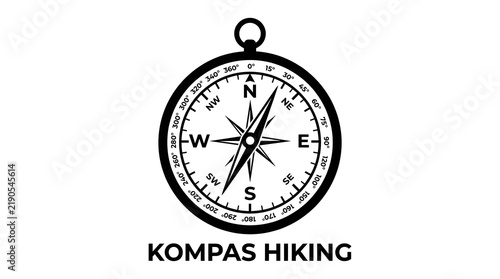 Detailed black and white vintage compass icon with directional markings, ideal for travel, exploration, and adventure concepts.