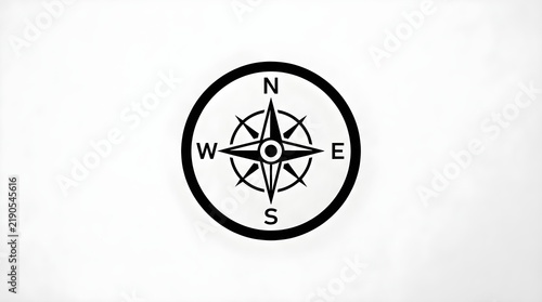 Clean black and white compass navigation icon featuring directional points and a simple geometric design.