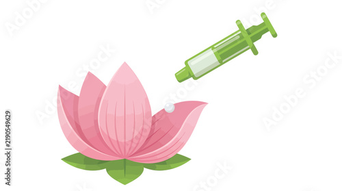 Foto Green Homeopathic Dispenser on Pink Lotus Petal