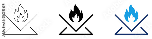 Fotografie fire resistant material protection icon set
