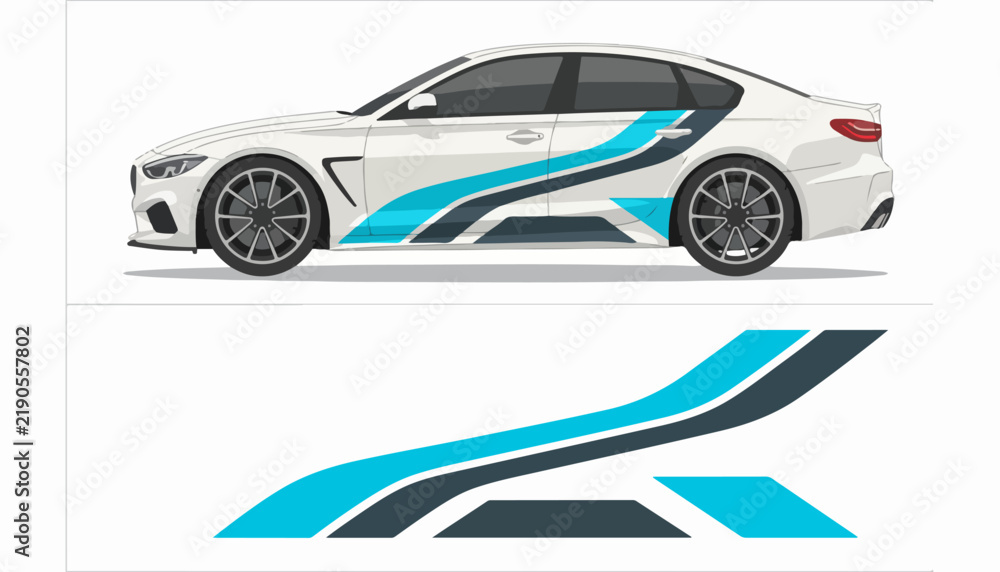 Fototapeta premium Stylish Sport Car Side Illustration