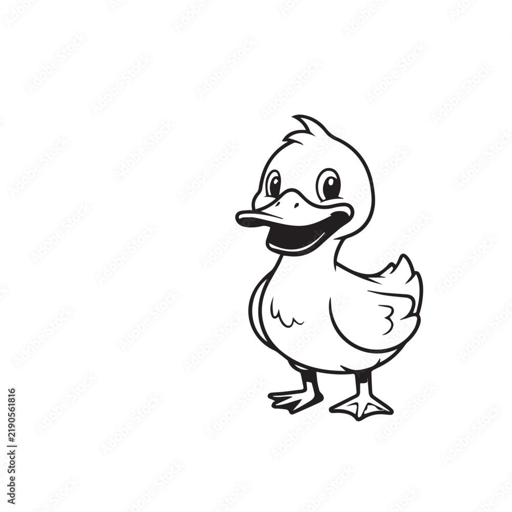 Fototapeta premium Duck Outline Silhouette Vector Duck Line Art Silhouette Duck Black White Outline