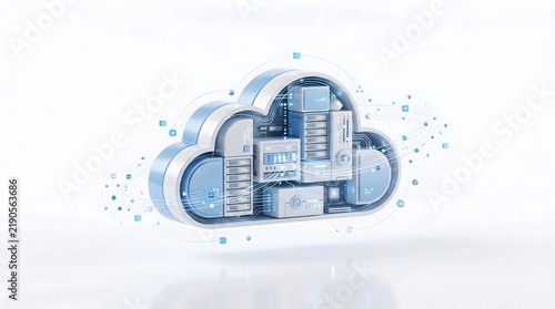 Plakat 3D Cloud Storage Server Cloud Computing