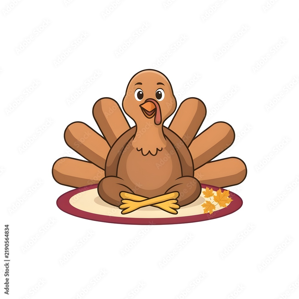 Fototapeta premium Happy Thanksgiving Cartoon Turkey with Festive Autumn Theme