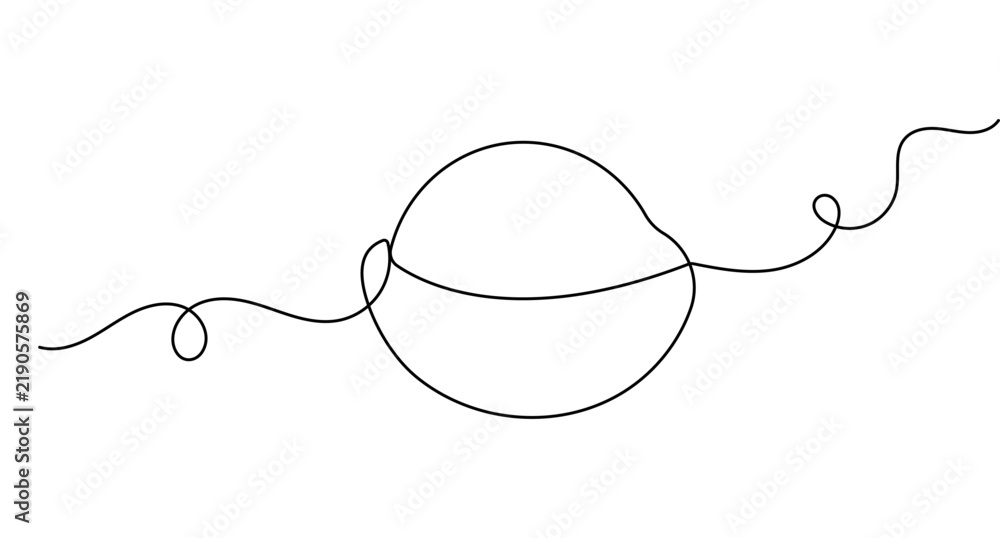Obraz premium Showing a clean sphere one line art with simple minimal outline style and editable stroke vector design.