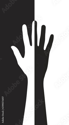 Bild auf Leinwand Minimalist vector illustration featuring a human hand split neatly in half again