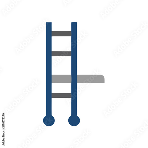 Obraz na płótnie Blue ladder with grey rungs and platform