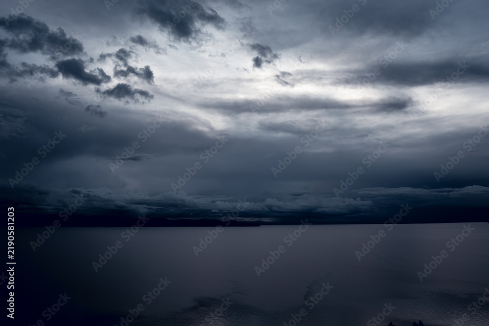 Fototapeta premium Panoramic view of Lake Titicaca from Taquile Island, Peru
