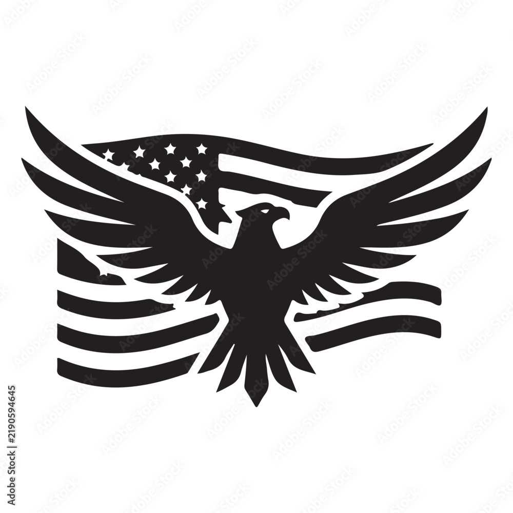 Obraz premium American Flag with eagle combination symbol vector silhouette illustration concept design collection